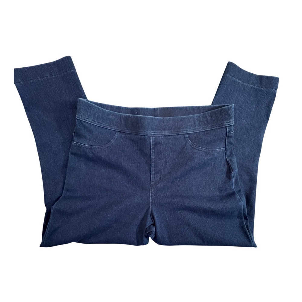 Time & True Dark Wash‎ Pull On Denim Jeggings Cropped Indigo Stretch Pants Large